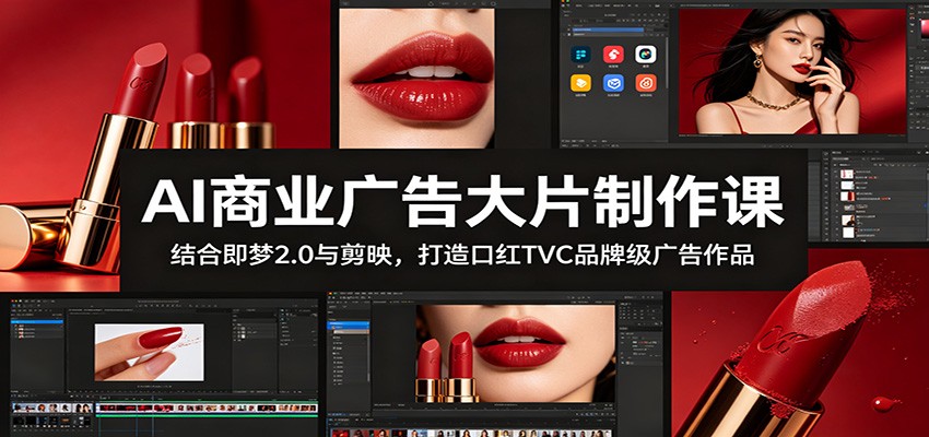 AI商业广告大片制作课:结合即梦2.0与剪映,打造口红TVC品牌级广告作品-网创之家