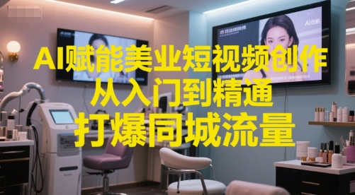 AI赋能美业短视频创作，从入门到精通，打爆同城流量，超级AI工具短视频实操落地-网创之家