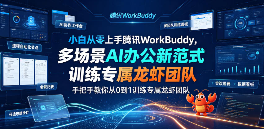 小白从零上手腾讯WorkBuddy，多场景AI办公新范式实战，手把手教你从0到1训练专属龙虾团队-网创之家