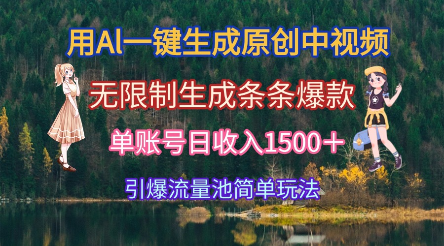 用Al一键生成原创中视频，无限制生成条条爆款，单账号日收入1500＋引爆...-网创之家
