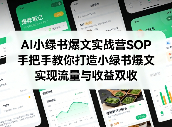 AI小绿书爆文实战营SOP，手把手教你打造小绿书爆文，实现流量与收益双收-网创之家