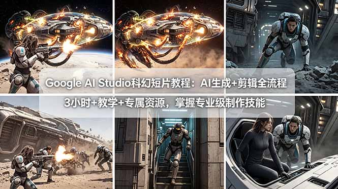 Google AI Studio科幻短片教程：AI生成+剪辑全流程，3小时+教学+专属资源，掌握专业级制作技能-网创之家