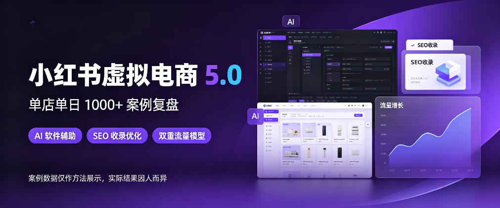 小红书虚拟电商5.0，单店单日1000+，AI软件+SEO收录，双重流量稳定出单【揭秘】-网创之家