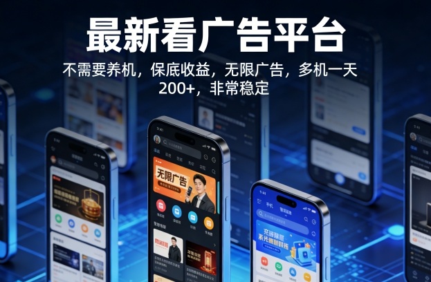最新看广告平台，不需要养机，保底收益，无限广告，多机一天200+，非常稳定【揭秘】-网创之家