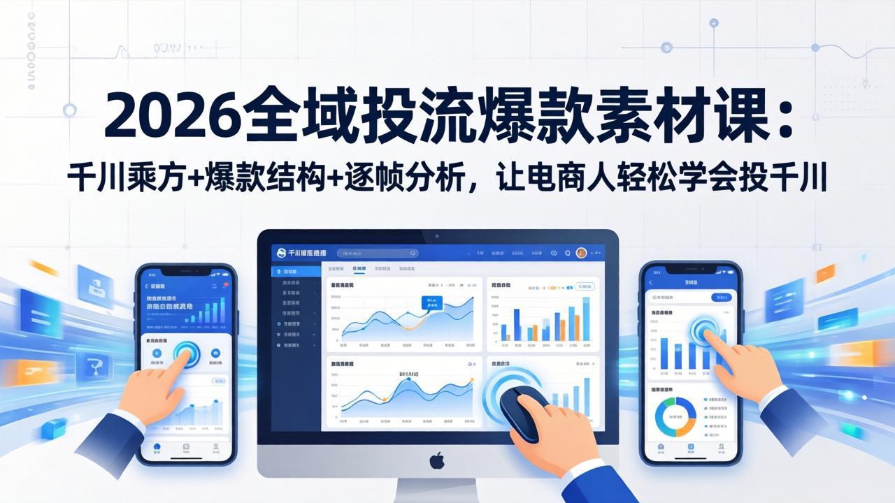 2026全域投流爆款素材课：千川乘方+爆款结构+逐帧分析，让电商人轻松学会投千川-网创之家