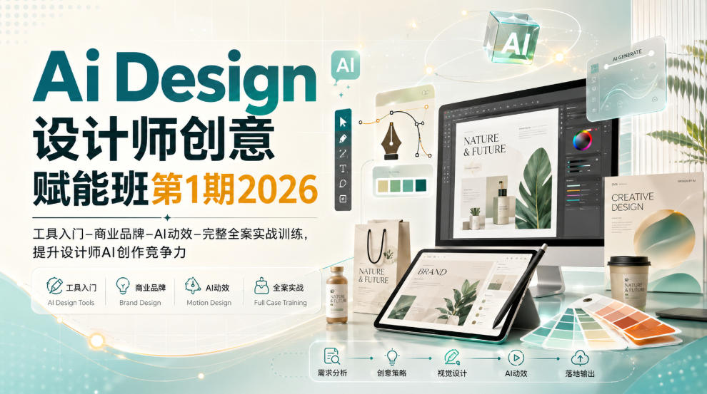 Ai Design设计师创意赋能班第1期2026｜工具入门‑商业品牌‑AI动效‑完整全案实战训练，提升设计师AI创作竞争力-网创之家
