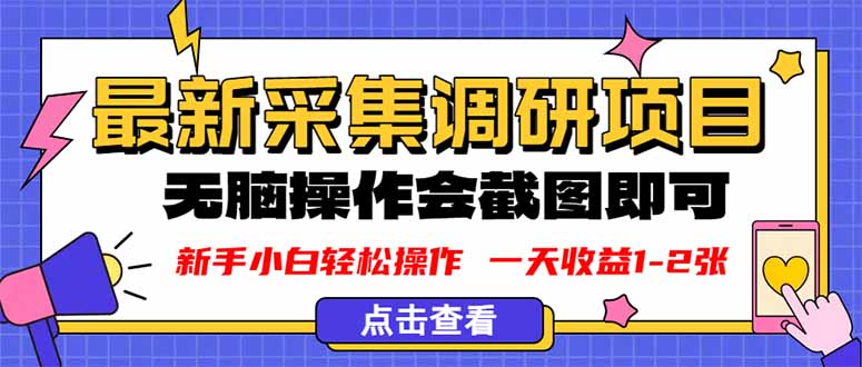 新版采集调研项目,截图上传即可,无脑操作,日收益1-2张-网创之家