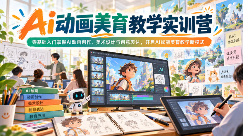 Ai动画美育教学实训营，零基础入门掌握AI动画创作、美术设计与创意表达，开启AI赋能美育教学新模式-网创之家