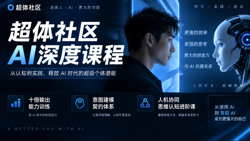 超体社区AI深度课程，十倍输出能力训练，意图建模契约体系，人机协同思维认知进阶课-网创之家