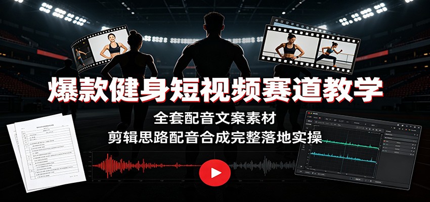 爆款健身短视频赛道教学：全套配音文案素材，剪辑思路配音合成完整落地实操-网创之家