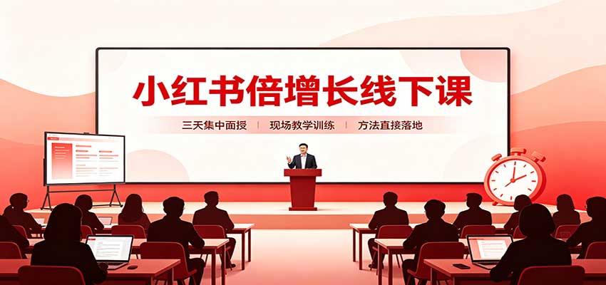 小红书倍增长线下课：三天集中面授，拆解选品、素材制作与起号全链路-网创之家