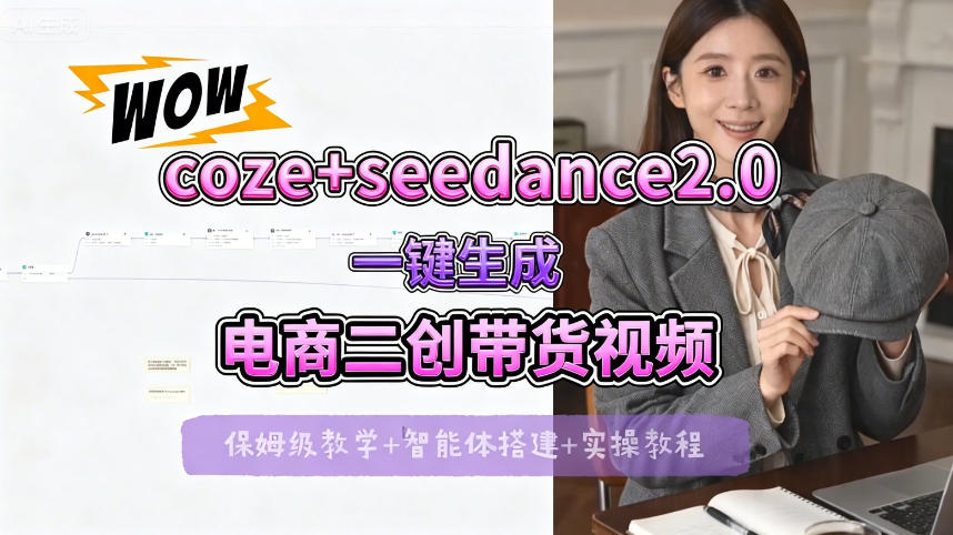 【Coze工作流搭建实操教程】seedance2.0+coze一键生成电商二创带货视频，全流程保姆级教学-网创之家