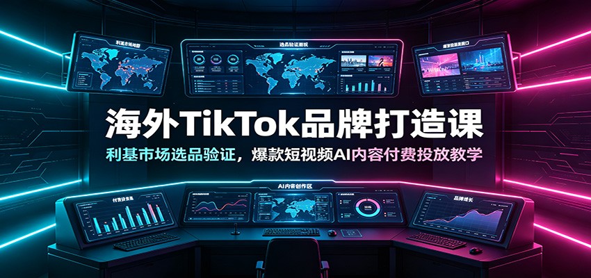 海外TikTok品牌打造课：利基市场选品验证，爆款短视频AI内容付费投放教学-网创之家