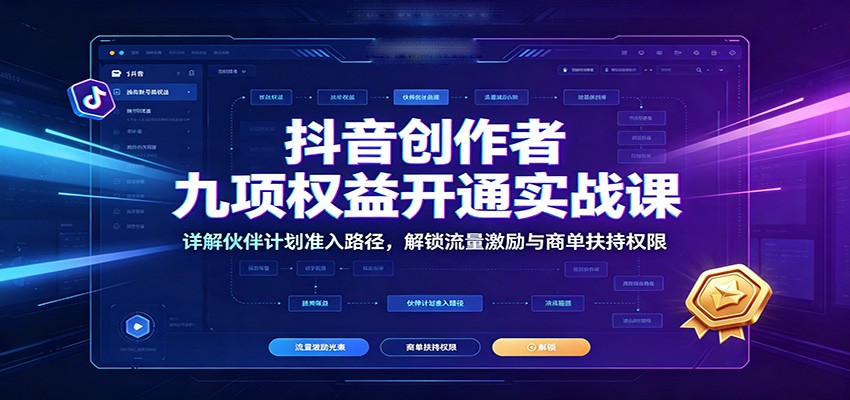 抖音创作者九项权益开通实战课：详解伙伴计划准入路径，解锁流量激励与商单扶持权限-网创之家