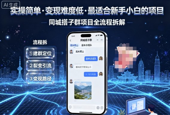 实操简单，变现难度低，最适合新手小白做的项目，每天轻松收入3张，同城搭子群项目全流程拆解-网创之家