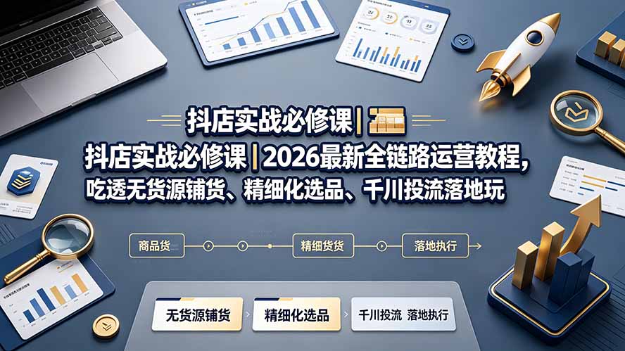 抖店实战必修课|2026最新全链路运营教程,吃透无货源铺货、精细化选品、千川投流落地玩法-网创之家