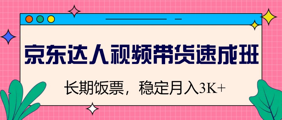 京东达人视频带货速成班，长期饭票，稳定月入3K-网创之家