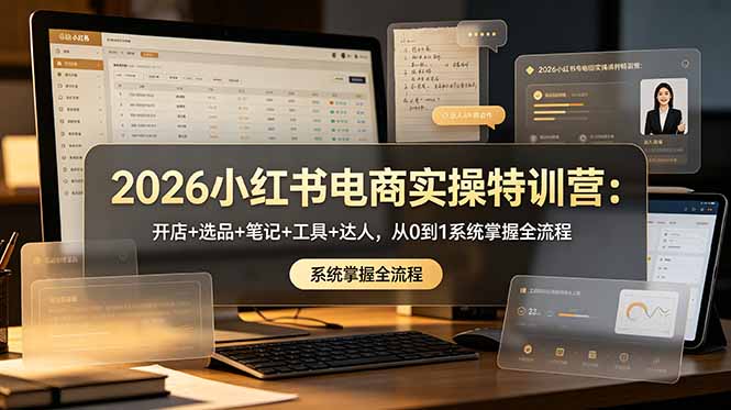 2026小红书电商实操特训营：开店+选品+笔记+工具+达人，从0到1系统掌握全流程-网创之家