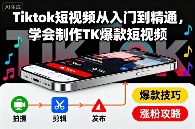 Tiktok短视频从入门到精通，学会制作TK爆款短视频-网创之家