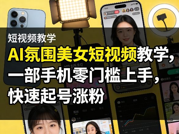 AI氛围美女短视频教学，一部手机零门槛上手，快速起号涨粉-网创之家