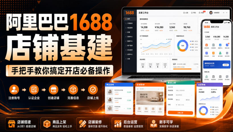 阿里巴巴1688店铺基建，手把手教你搞定开店必备操作(更新8月)-网创之家
