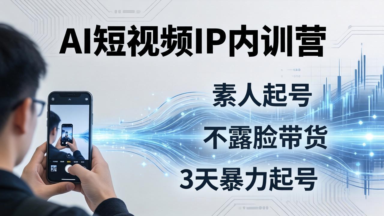 2026AI短视频IP内训营-更新：从素人起号到不露脸带货，3天暴力起号全流程拆解-网创之家