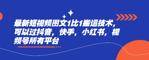 最新短视频图文1比1搬运技术，可以过抖音，快手，小红书，视频号所有平台-网创之家