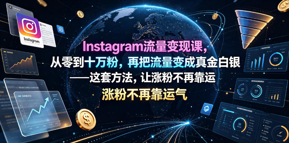 Instagram流量变现课，从零到十万粉，再把流量变成真金白银——这套方法，让涨粉不再靠运气【原创双语字幕】-网创之家
