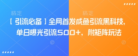 【引流必备】全网首发咸鱼引流黑科技，单日曝光引流500+，附矩阵玩法【揭秘】-网创之家