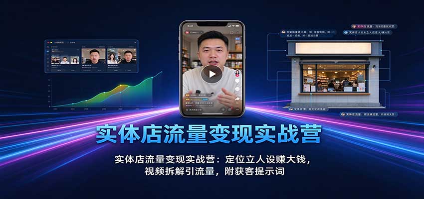 实体店流量变现实战营：定位立人设赚大钱，视频拆解引流量，附获客提示词-网创之家