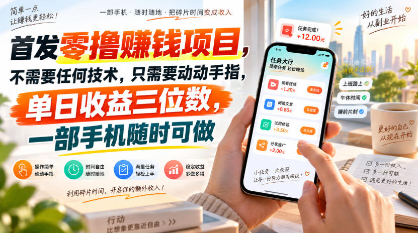 首发零撸賺钱项目，不需要任何技术，只需要动动手指，单日收益三位数，一部手机随时可做【揭秘】-网创之家