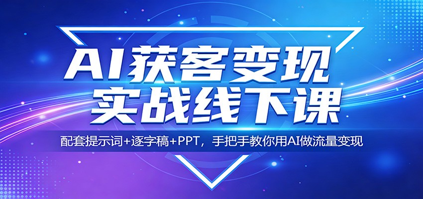 AI获客变现实战线下课：配套提示词+逐字稿+PPT，手把手教你用AI做流量变现-网创之家