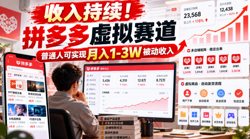 收入持续！拼多多虚拟赛道，普通人可实现月入1-3 W被动收入【揭秘】-网创之家