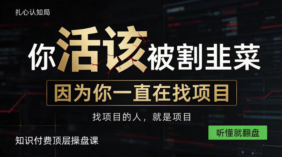 做项目不如卖项目，做知识付费自己当老板，知识付费顶层操盘课，听懂就翻盘【揭秘】-网创之家