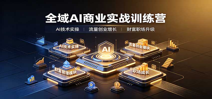 全域AI商业实战训练营：涵盖AI技术实操、流量创业、财富管理与职场成长全体系内容-网创之家