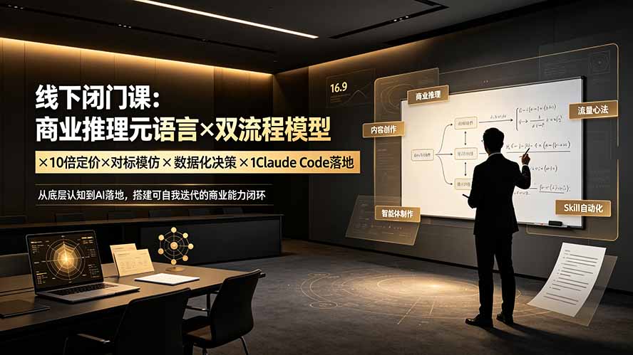 线下闭门课：商业推理元语言×双流程模型×10倍定价×对标模仿×数据化决策×Claude Code落地，击穿认知盲区-网创之家