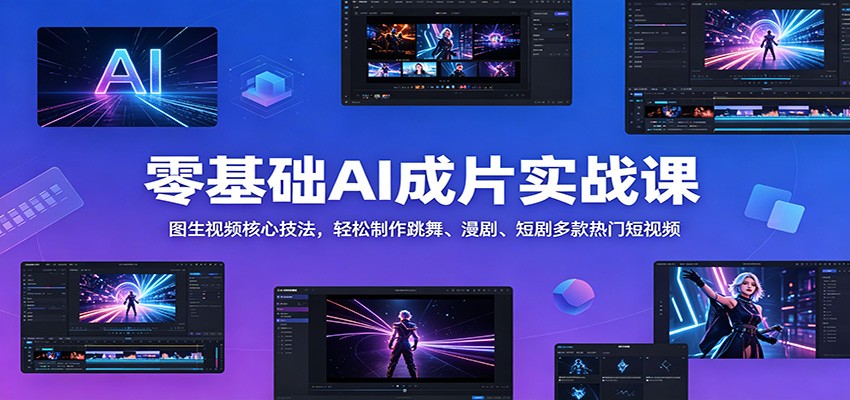 零基础AI成片实战课：图生视频核心技法，轻松制作跳舞、漫剧、短剧多款热门短视频-网创之家