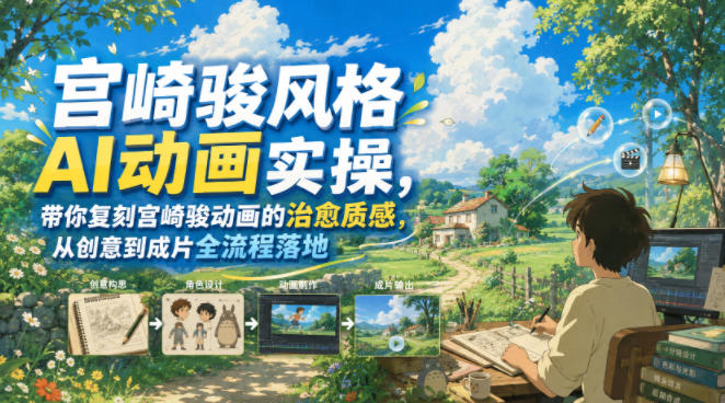 宫崎骏风格AI动画实操，带你复刻宫崎骏动画的治愈质感，从创意到成片全流程落地-网创之家