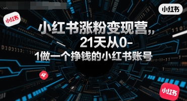 小红书涨粉变现营,21天从0-1做一个挣钱的小红书账号-网创之家