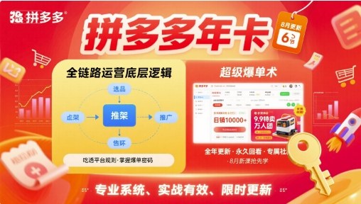拼多多年卡,拼多多全链路运营底层逻辑,超级爆单术【更新10月】-网创之家