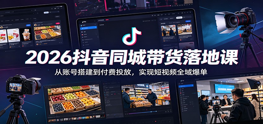 2026抖音同城带货落地课：从账号搭建到付费投放，实现短视频全域爆单-网创之家