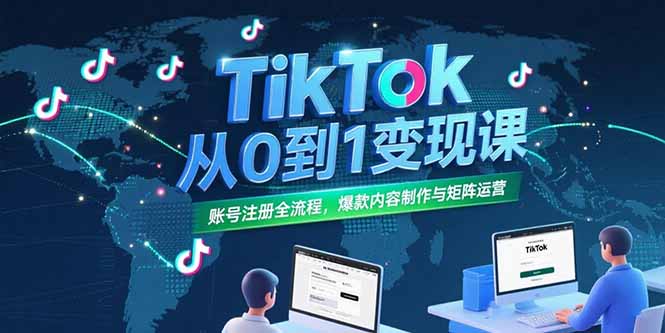 TikTok从0到1变现课,账号注册全流程,爆款内容制作与矩阵运营-网创之家
