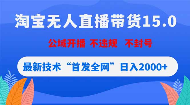 淘宝无人直播带货15.0，不封号，不违规，公域玩法，首发全网日入2000+-网创之家