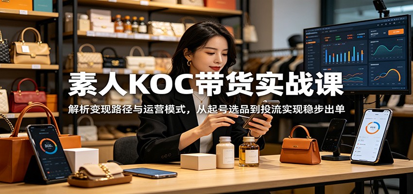 素人KOC带货实战课：解析变现路径与运营模式，从起号选品到投流实现稳步出单-网创之家