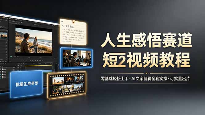 人生感悟赛道短视频教程，零基础轻松上手，AI文案剪辑全套实操可批量出片-网创之家