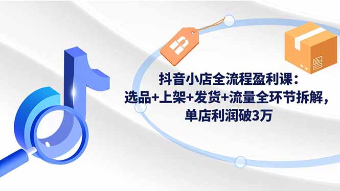 抖音小店全流程盈利课:选品+上架+发货+流量全环节拆解,单店利润破3万-网创之家