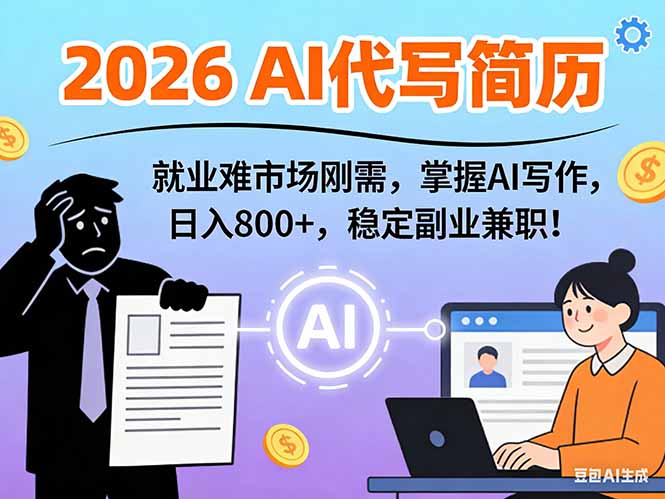 AI代写简历，超暴利，用万能模板月入1-3万实战教程，2026年市场刚需！-网创之家