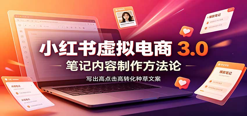 小红书虚拟电商3.0：账号搭建选品开店，笔记内容制作，矩阵投放教学-网创之家