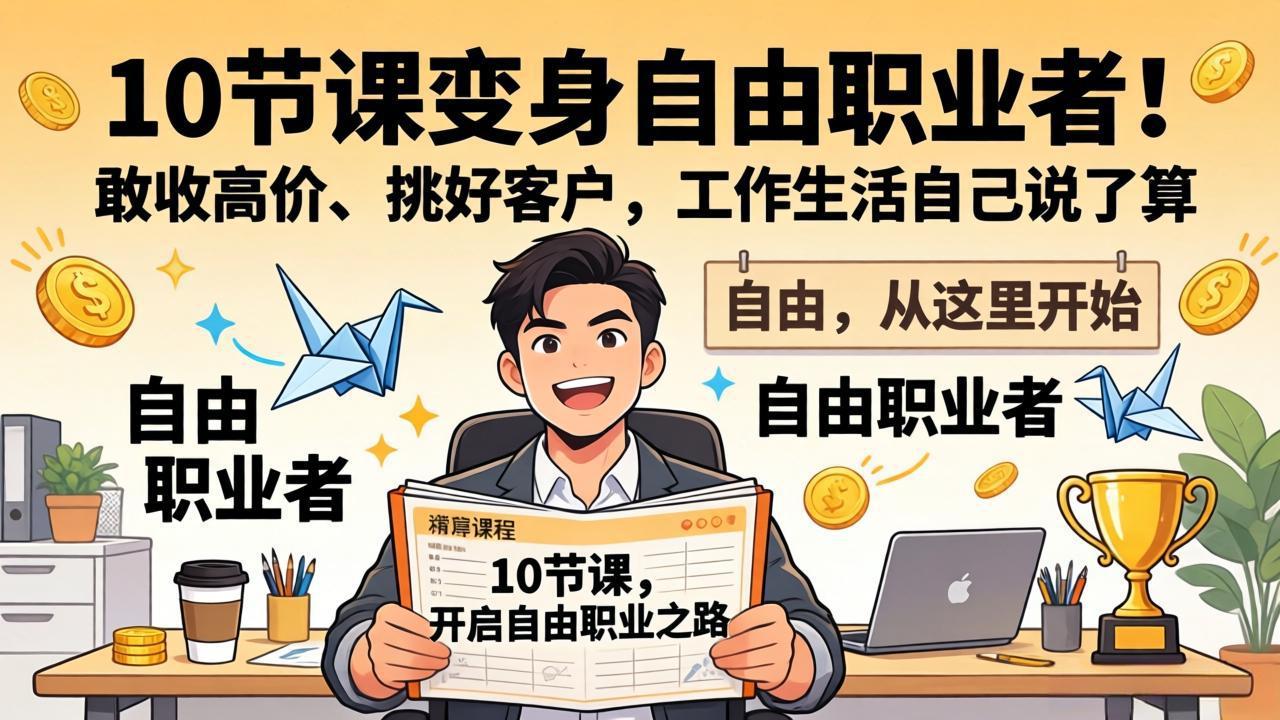 10 节课变身自由职业者！敢收高价、挑好客户，工作生活自己说了算-网创之家