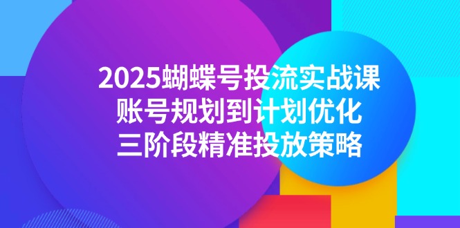 2025蝴蝶号投流实战课，账号规划到计划优化，三阶段精准投放策略-网创之家